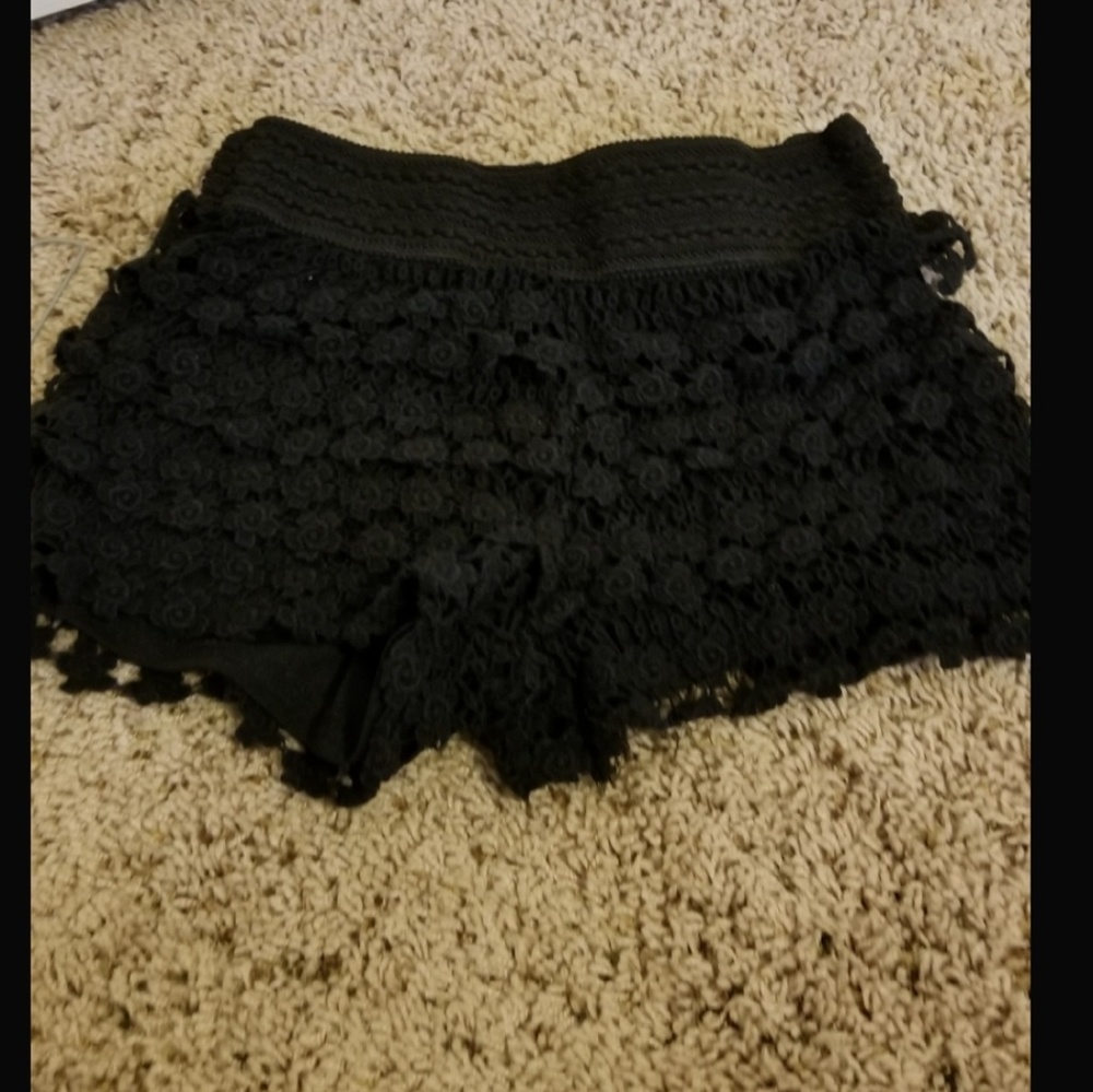 Black floral shorts